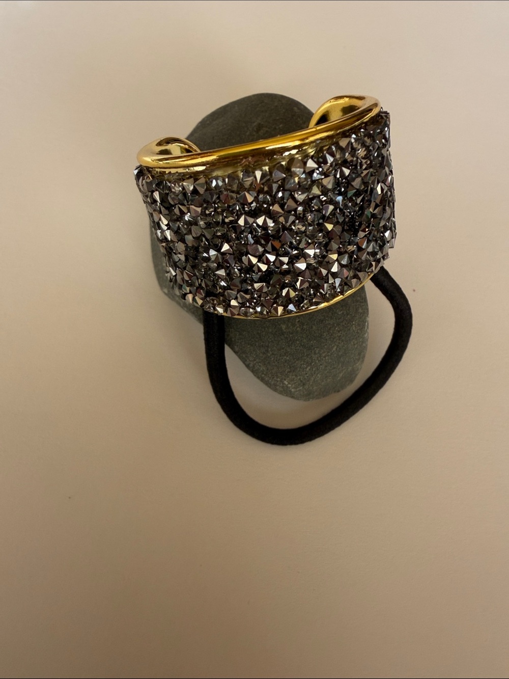 Crystal Pavé Gold-Tone Hair Cuff with Elastic